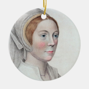 Porträt von Catherine Howard (1520-42) vorbei Keramikornament