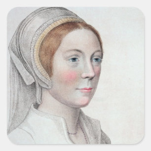 Porträt von Catherine Howard (1520-42) vorbei Quadratischer Aufkleber