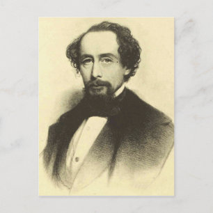 Porträt von Charles Dickens im Vintage-Stil Postkarte