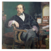 Porträt von Charles Dickens (Öl auf Leinwand) Fliese (Vorderseite)