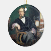 Porträt von Charles Dickens (Öl auf Leinwand) Keramikornament (Links)