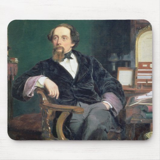 Porträt von Charles Dickens (Öl auf Leinwand) Mousepad (Vorne)