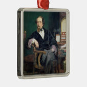 Porträt von Charles Dickens (Öl auf Leinwand) Silbernes Ornament (Rechts)