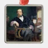 Porträt von Charles Dickens (Öl auf Leinwand) Silbernes Ornament (Vorne)