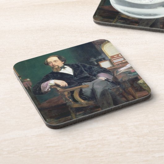 Porträt von Charles Dickens (Öl auf Leinwand) Untersetzer (Linke Seite)