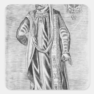 Porträt von Charles V, heiliger römischer Kaiser Quadratischer Aufkleber