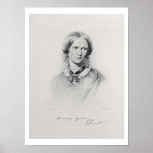 Porträt von Charlotte Bronte, graviert von Poster