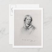 Porträt von Charlotte Bronte, graviert von Postkarte (Vorne/Hinten)