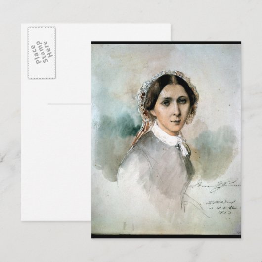 Porträt von Clara Schumann 1853 Postkarte (Vorne/Hinten)