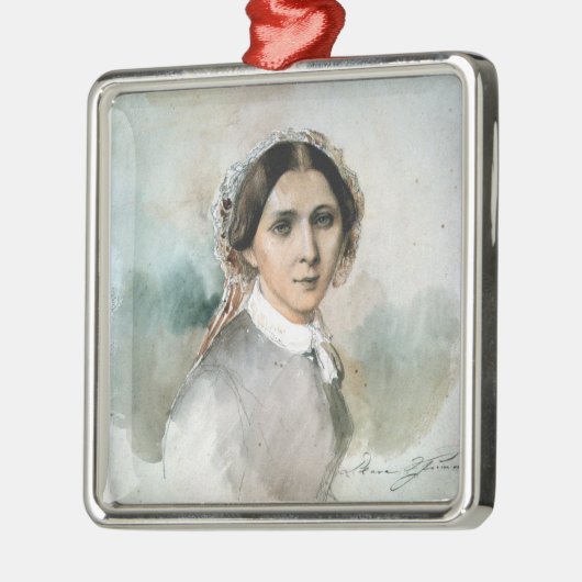 Porträt von Clara Schumann 1853 Silbernes Ornament (Links)
