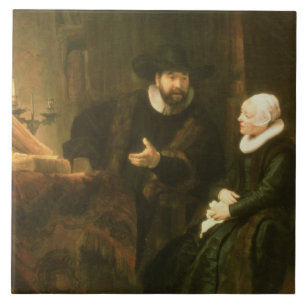 Porträt von Cornelius Anslo und seine Ehefrau, Fliese