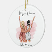 Porträt von Custom Birthday Friends - Rosa Keramik Ornament (Links)