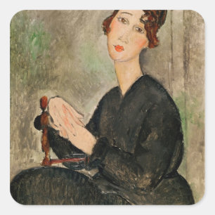 Porträt von Dedie Hayden, 1918 Quadratischer Aufkleber