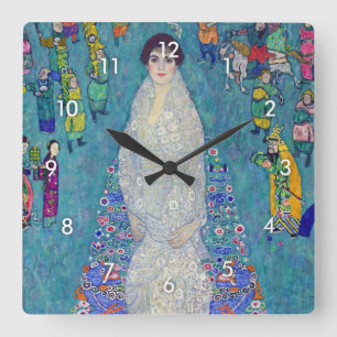Porträt von Elisabeth Lederer, Gustav Klimt Quadratische Wanduhr