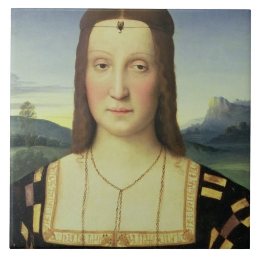 Porträt von Elizabeth Gonzaga, c.1504 (Öl auf Fliese (Vorderseite)