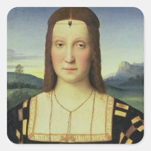Porträt von Elizabeth Gonzaga, c.1504 (Öl auf Quadratischer Aufkleber