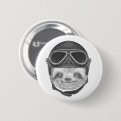 Porträt von Faultier | Vintage-Helm Button (Vorne & Hinten)