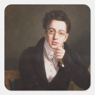 Porträt von Franz Schubert, österreichischer Quadratischer Aufkleber