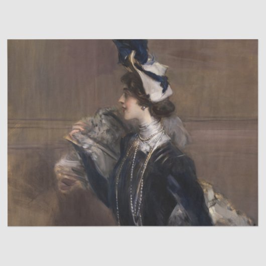 Porträt von Frau Lina Cavalieri von G. Boldini Seidenpapier (Vorderseite)