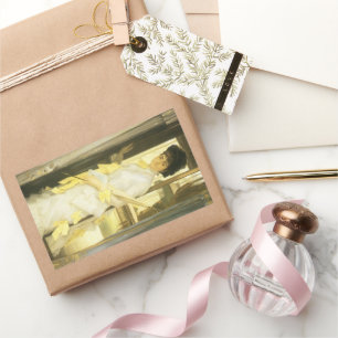 Porträt von Fräulein Lloyd von Tissot, Vintage-Por Rechteckiger Aufkleber