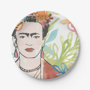 Porträt von Frida Kahlo Pappteller