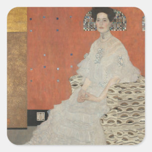 Porträt von Fritza Riedler von Gustav Klimt Quadratischer Aufkleber