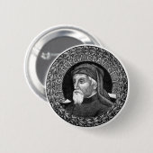 Porträt von Geoffrey- Chaucerknopf Button (Vorne & Hinten)