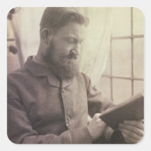 Porträt von George Bernard Shaw (1856-1950) als Y Quadratischer Aufkleber