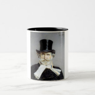 Porträt von Giuseppe Verdi, italienischer Opernkom Zweifarbige Tasse