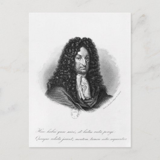 Porträt von Gottfried Wilhelm Baron de Leibniz Postkarte (Vorderseite)
