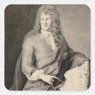 Porträt von Grinling Gibbons (1648-1721) (w/c auf Quadratischer Aufkleber