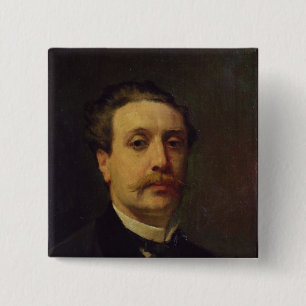 Porträt von Guy de Maupassant 1876 Button