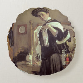 Porträt von Henrietta Hirshmann, 1907 Rundes Kissen