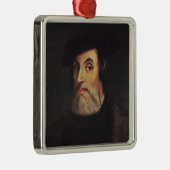 Porträt von Hernando Cortes Silbernes Ornament (Rechts)