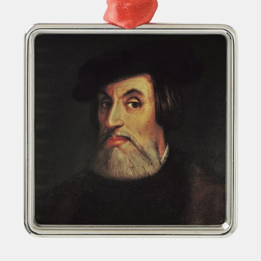 Porträt von Hernando Cortes Silbernes Ornament (Vorne)