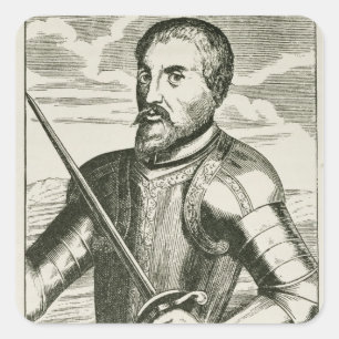 Porträt von Hernando de Soto Quadratischer Aufkleber