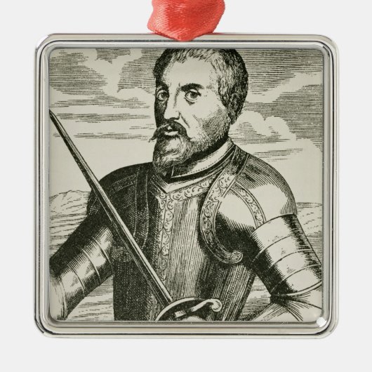 Porträt von Hernando de Soto Silbernes Ornament (Vorne)