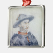 Porträt von Herzog Rene-I von Anjou Silbernes Ornament (Links)