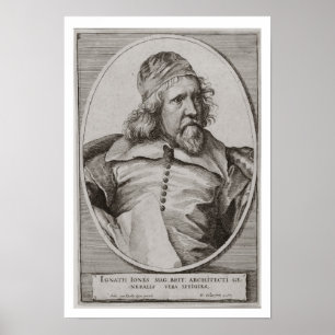 Porträt von Inigo Jones (1573-1652) gestochen von  Poster