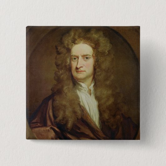 Porträt von Isaac Newton 1702 Button (Vorderseite)