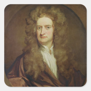 Porträt von Isaac Newton 1702 Quadratischer Aufkleber