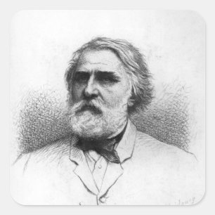 Porträt von Iwan Turgenev Quadratischer Aufkleber