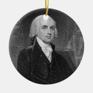 Porträt von James Madison, graviert von William A Keramikornament