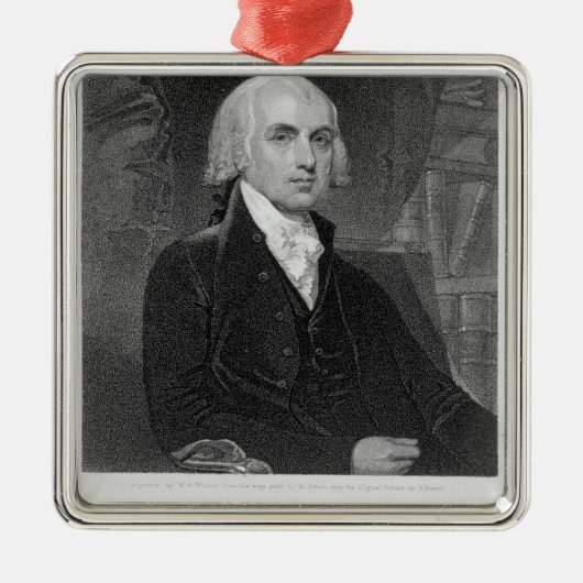 Porträt von James Madison, graviert von William A. Silbernes Ornament (Vorne)