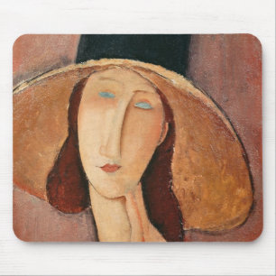 Porträt von Jeanne Hebuterne in einem großen Hut Mousepad