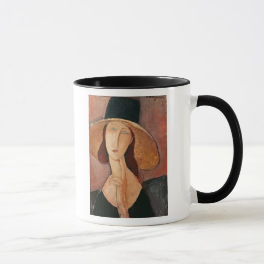 Porträt von Jeanne Hebuterne in einem großen Hut Tasse (Rechts)