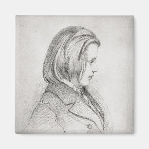 Porträt von Johanes Brahms alterte zwanzig, 1853 Magnet
