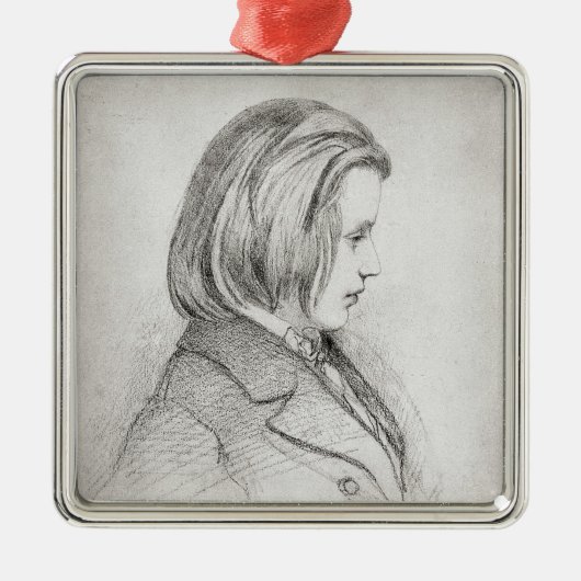 Porträt von Johanes Brahms alterte zwanzig, 1853 Silbernes Ornament (Vorne)