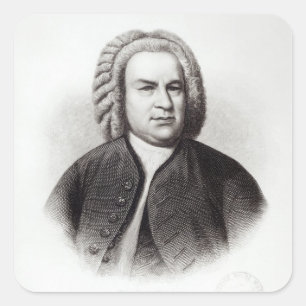 Porträt von Johann Sebastian Bach Quadratischer Aufkleber