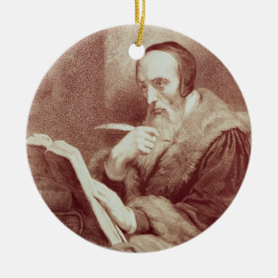 Porträt von Johannes Calvin (1509-1564) (Stich) Keramik Ornament